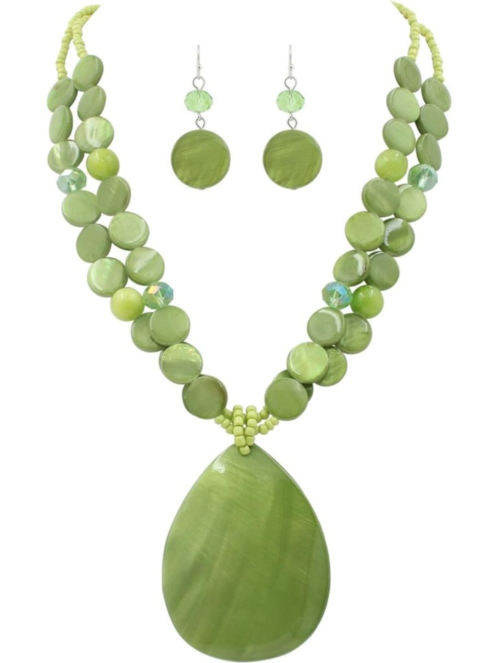 Colorful Big Teardrop Pendant Necklace Set | Statement Beaded Jewelry for Women